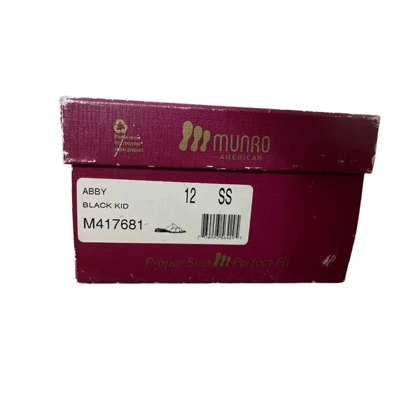 Munro Abby Black Leather Sandals 12 SS Narrow USA Used Y2K - Picture 4 of 13